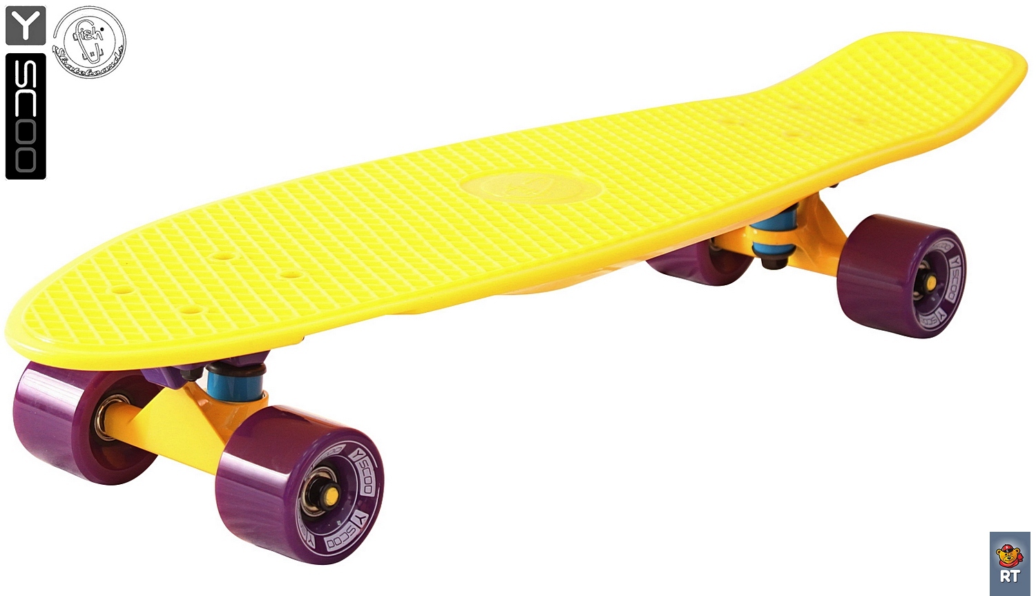 Скейтборд виниловый Y-Scoo Big Fishskateboard 27" 402-Y с сумкой, желто-фиолетовый  